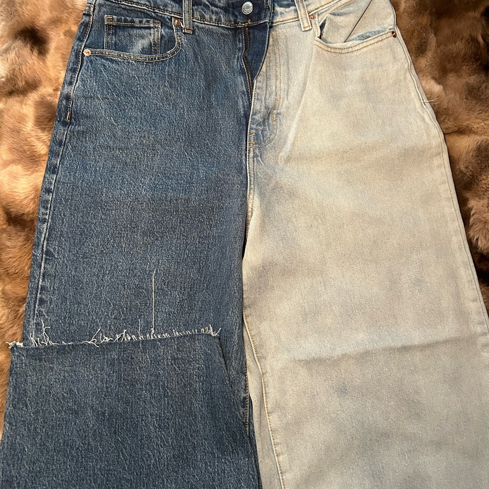 Wild Fable Two-Tone Flare Jeans - Dark Blue and Light Blue